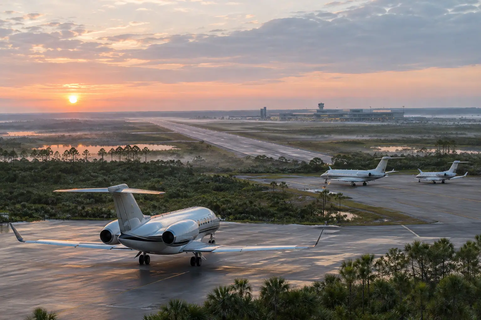 Private jets at Orlando International Airport