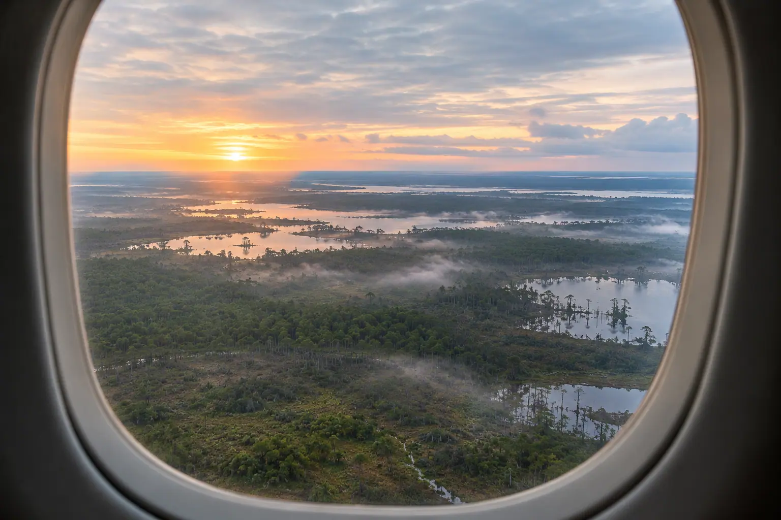 Orlando area from a private jet window