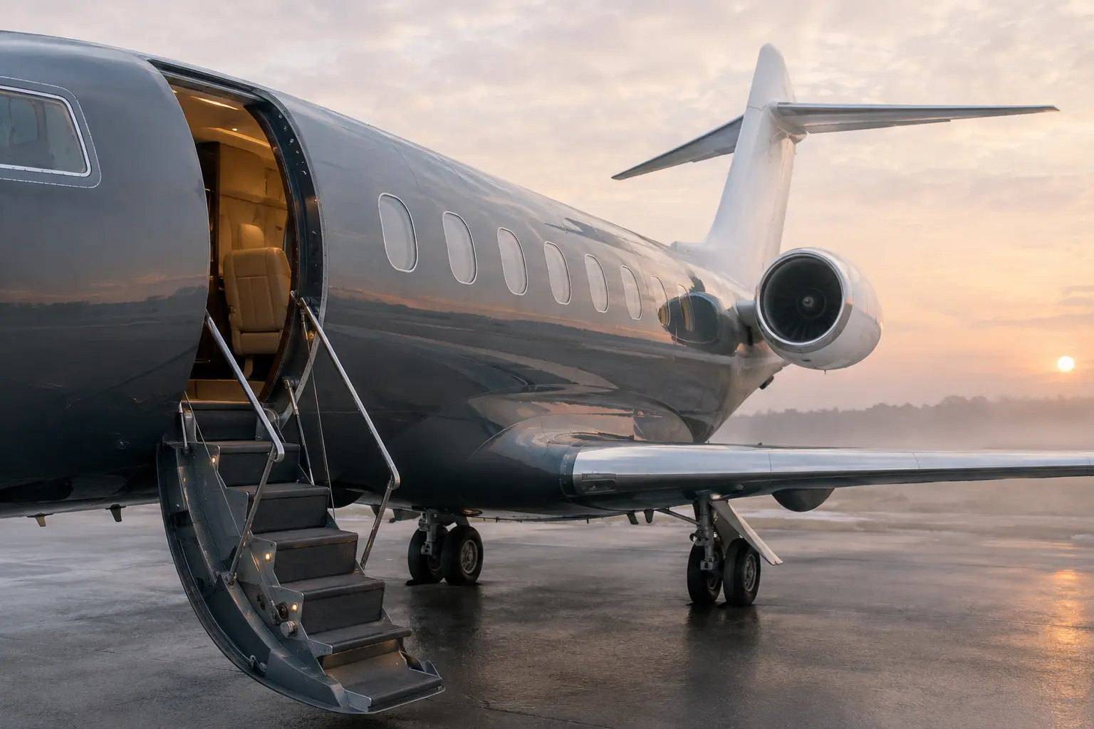 Open airstair of a private jet